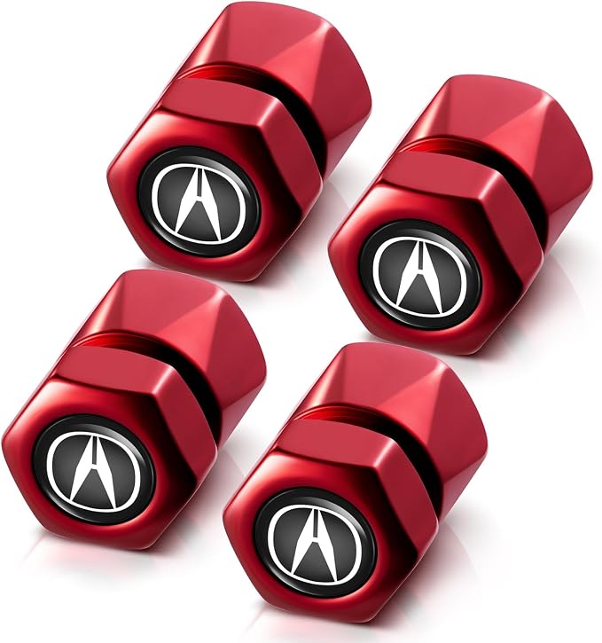 Tire Valve Stem Caps for Acura Metal Car Wheel Air caps Auto Valve Stem Caps Accessories 4 Pcs (red)