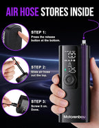 Tire Inflator Portable Air Compressor-150PSI Cordless Air Pump for Car Tires with Digital Pressure Gauge, LED Light, Fast Inflation & Auto Shutoff, Tire Pump for Cars Motorcycles Bikes Ball