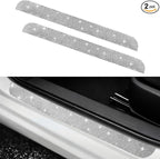 NETEPEM Bling Car Door Sill Protector 2PCS Car Door Edge Guard Rhinestones Door Threshold Protection 23.62x1.96 inch Anti-Scratch Strip Sticker Universal Bling Car Accessories(Silver)