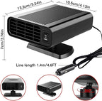 Portable Car Heater That Plugs into Cigarette Lighter, 12V Rapid 2-in-1 Heating & Cooling Windshield Defroster and Demister, Universal Vehicle Heater Fan Suitable for All Cars