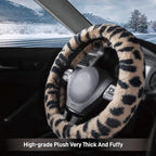 Steering Wheel Cover, Fluffy Car Wheel Covers for Women/Girls/Ladies，Soft Wool Fur Steering Wheel Protector, Universal 14 1/2 inches to 15 inches - White