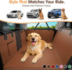 XL Hard Bottom Dog Car Seat Cover for Back Seat, 58"x69" Waterproof PU Leather Hammock with Side Flaps, Non-Slip Protector for Full-Size Trucks & SUVs, Supports Up to 450 lbs – Brown