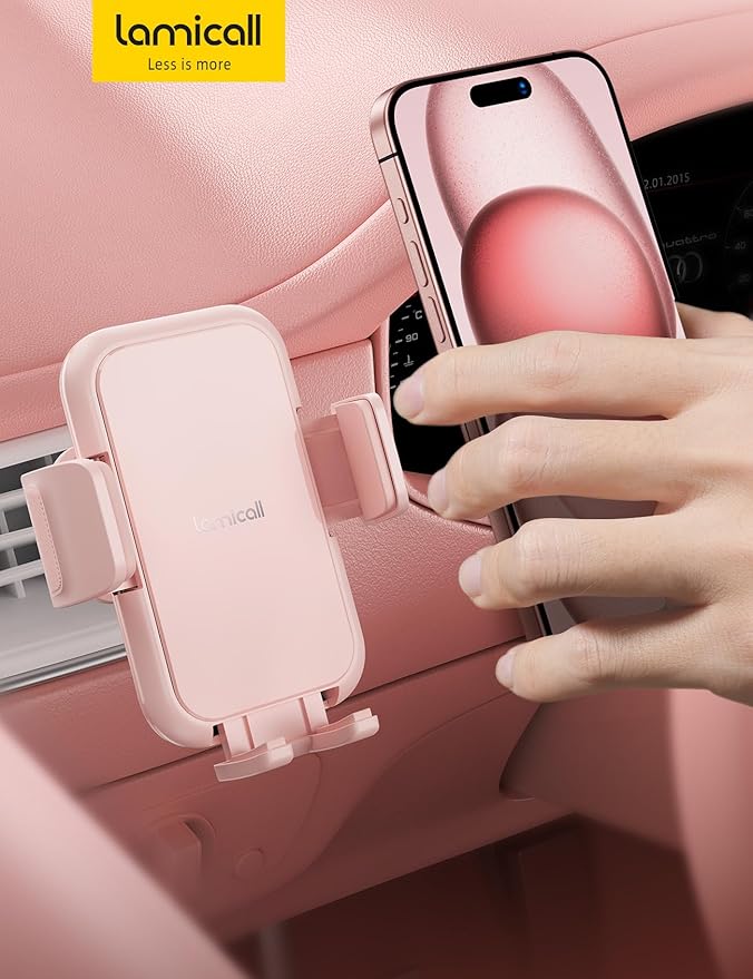 2026 Wider Clamp & Metal Hook Car Phone Holder Vent [Thick Cases Friendly] Phone Holders for Your Car Mount Automobile Hands Free Cradle Air Vent for iPhone 17 16 15 14 13 Pro Max Pink