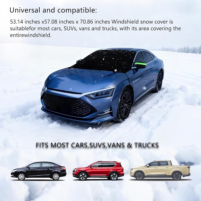 Car Windshield Sun Shade,2 Pack Two Sided Functional Windshield Covers for Snow and Snow,Windshield Protector for Cars, SUVs, Trucks,Secure Fit Waterproof Frost Cover