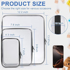 3 Pack Clear Hard Shell Zipper Case, Clear Zipper Pouches Waterproof Makeup Organizer & Travel Toiletry Bag, Plastic Pouch for Travel Office Storage, Black 3 Pack XLLS