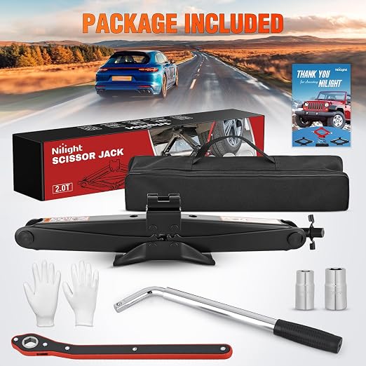 Scissor Jack Kit for Car 2 Ton(4409 lbs), Heavy Duty Portable Steel Scissor Lift Jack Car Tire Changing Kit with Ratchet & Lug Wrench for Sedan SUV MPV, 3.9''-15.7'' Lifting Range, Black