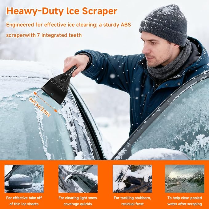 Snow Brush with Ice Scraper, Ice Scrapers, Car Windshieldand Extendable Snow Brush with Foam Grip and 360° Pivoting Brush Head, Detachable Snow Scrapers & Ergonomic Foam Grip for Cars (Blue)