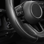 YHONGJT Soft Premium Leather Steering Wheel Cover, Breathable, Non-Slip Grip, Universal 15 Inch for Women Girls, Fit Vehicles, Sedans, SUVs, Vans, Trucks - Black