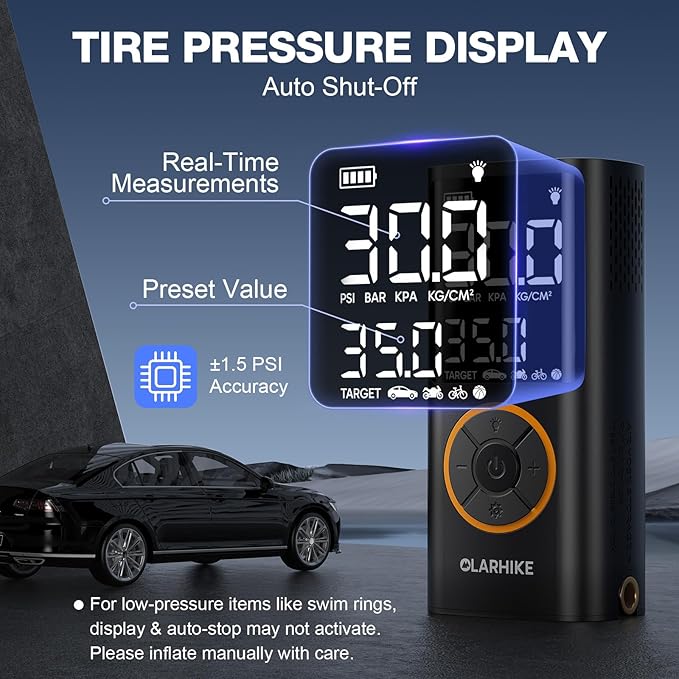 Tire Inflator Portable Air Compressor, Smart Dual Hose System, Auto Air Pump for Car Tires, Bike,Bicycle, Motorcycles,Electric Pump with LED Light & Digital Pressure Gauge