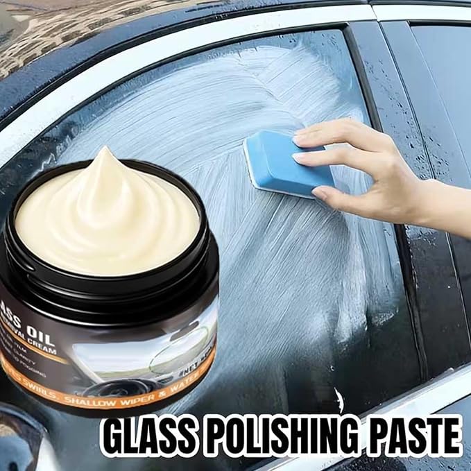 Car Window Oil Film Remover | 50g Anti-Fog Anti-Rain Remover - Auto Glass Cleaner,for Exterior Rearview Marine RV Truck Detailing Garage SUV Van Boat House