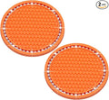 2PCS Bling Cup Holder Coaster, 2.75 Inch Auto Car Cup Holder Insert Coasters, Soft Silicone Anti-Slip Shockproof, Universal Vehicle Interior Accessories for Women Girls (Orange & White)