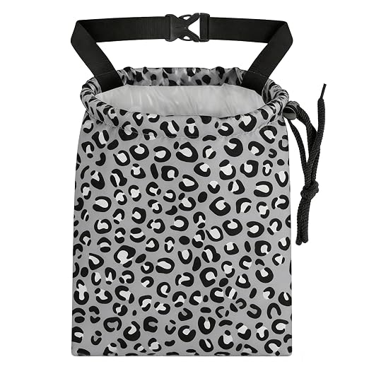 Grey Leopard Pattern Car Trash Bag - Waterproof Car Trash Bag Hanging Leakproof Car Garbage Bag - Washable Reusable Trash Bag For Car Interior Hanging Organizer Storage Vehicle Travelling Camping