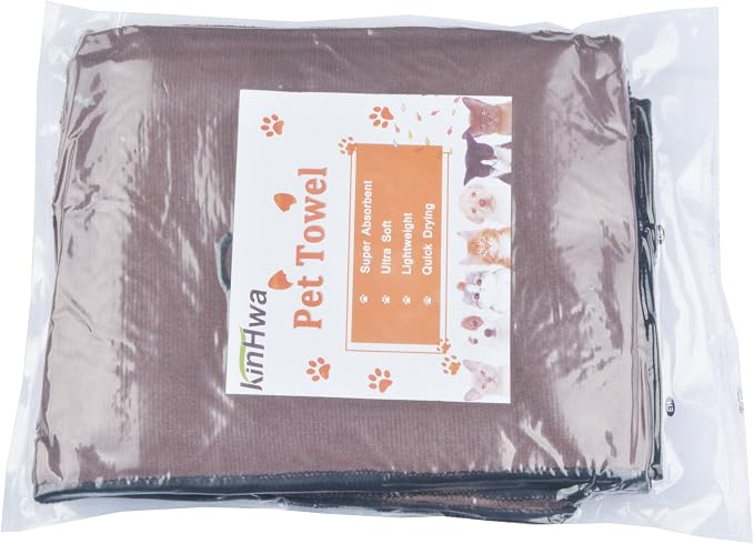 Dog Towel Super Absorbent Pet Bath Towel Microfiber Dog Drying Towel for Small, Medium, Large Dogs and Cats 30inch x 50inch Brown