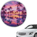 Sunset Palm Tree Steering Wheel Sunshade Car Interior Protector Sun Shade for UV Protection Removable Auto Accessories Easy Installation Universal Vehicle Accessories