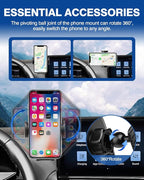 Car Phone Holder for 2020-2024 Volkswagen ID.4 VW ID4 Accessories Phone Mount with Dash Organizer 12-Inch Screen Cell Phone Stand Hands-Free 360 Degree Rotation(Not for 12.9-inch Screen)