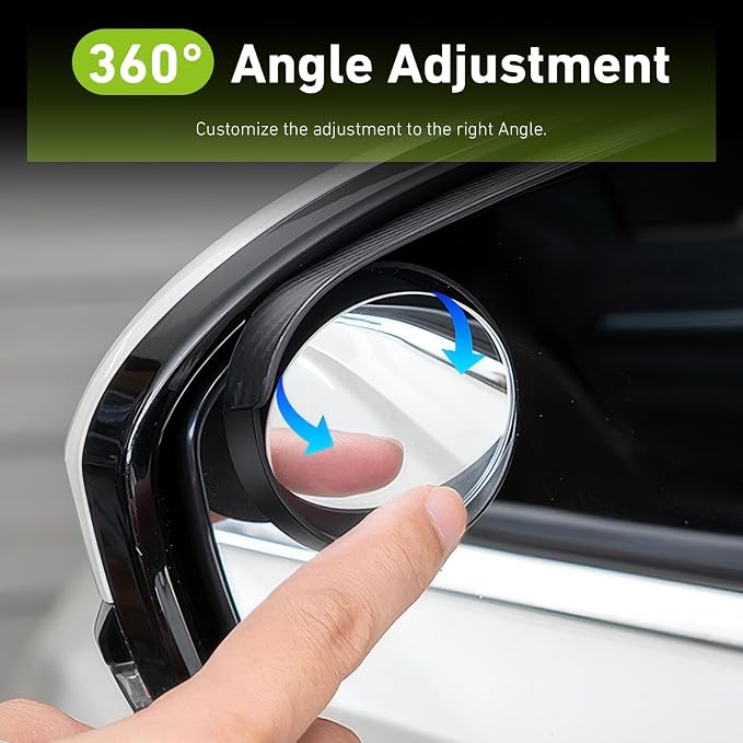 2PCS Car Rearview Blind Spot Mirror, ABS Side Mirror Rain Guard with 360 Degrees Blind Spot Mirror, 2-in-1 Carbon Fiber Rain Eyebrow, Universal for Most Cars (Black)