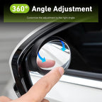 2PCS Car Rearview Blind Spot Mirror, ABS Side Mirror Rain Guard with 360 Degrees Blind Spot Mirror, 2-in-1 Carbon Fiber Rain Eyebrow, Universal for Most Cars (Black)