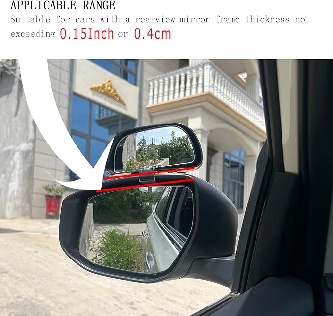 Blind Spot Mirror, Wide Angle HD Glass Rearview Mirror Adjustable Universal for Cars SUV and Trucks, 5.7inch*2.5inch, Sliver