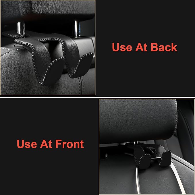 【2021 Upgraded】 Car Purse Hook, 2 in 1 Car Seat Headrest Hooks Durable Hanger Storage Holder Leather Organizer for Hanging Grocery Bags, 1 Pack, Beige