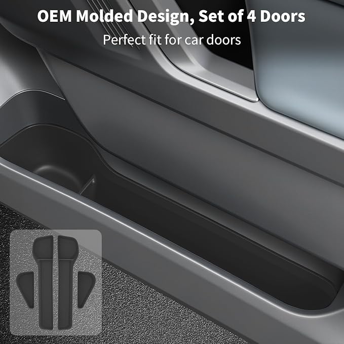 4PCS Car Door Organizer Tray for Toyota RAV4 2026 Door Side Storage Box for 2026 RAV4 Accessories Door Pocket Liners TPE Front & Rear Side Organizer Tray Protector Liner