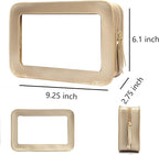 Clear Makeup Bag, Gold Travel Makeup Pouch Toiletry Bag for Women Waterproof Small Cosmetic Bag Case Small Make Up Bag with Zipper Car Organizer Car Essentials for Women Men