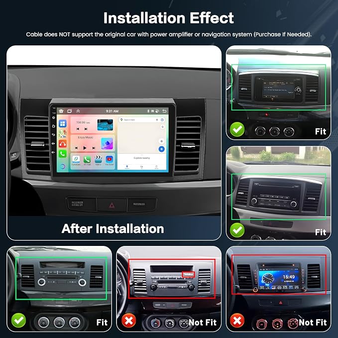 8 Core 4+64G Radio for Mitsubishi Lancer 2007-2012 Android 15 CarPlay Stereo Upgrade 10.1" Touch Screen Android Auto Bluetooth GPS 59UI Backup Camera