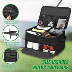 Golf Trunk Organizer 2 Layer with Separate Compartment for 2 Pair of Shoes, Golf Bag Storage for Car, Waterproof,Trunk Locker for Balls, Tees,Gloves