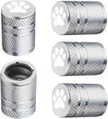 Tire Valve Stem Caps - (5 Pack) Metal Air Caps with Plastic Liner, Corrosion Resistant, Leak-Proof, Dog Cat Paw Universal Stem Covers for Cars Trucks Motorcycles and Bikes - Silver