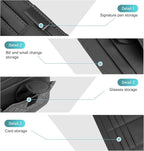 Car Sun Visor Organizer, Multi-functional Vehicle Storage Clip with Sunglasses Holder Document Holder, PU Minimalist Stylish Storage Interior Organizer, for Most Vehicles (Black)