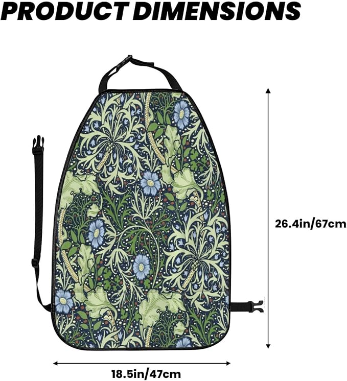 William Morris Classic Floral Car Seat Back Kick Protectors Kick Mats With Storage Pockets For Vehicles To Protect From Dirt Mud Scratches 2 Pack
