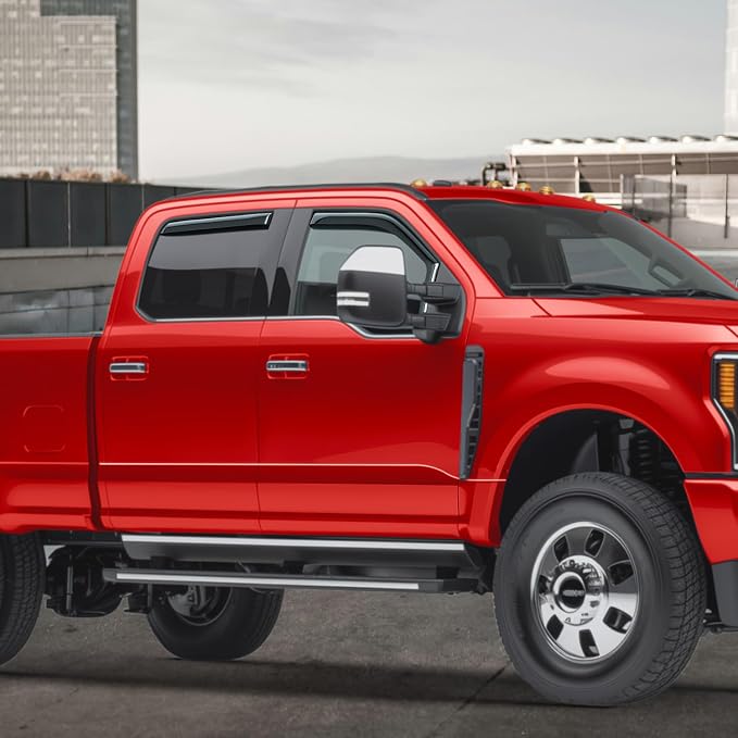 Voron Glass in-Channel Extra Durable Rain Guards for Ford F250 to F550 Super Duty 2017-2022 Crew Cab, Window Deflectors, Vent Window Visors, 4 Pieces - 201233