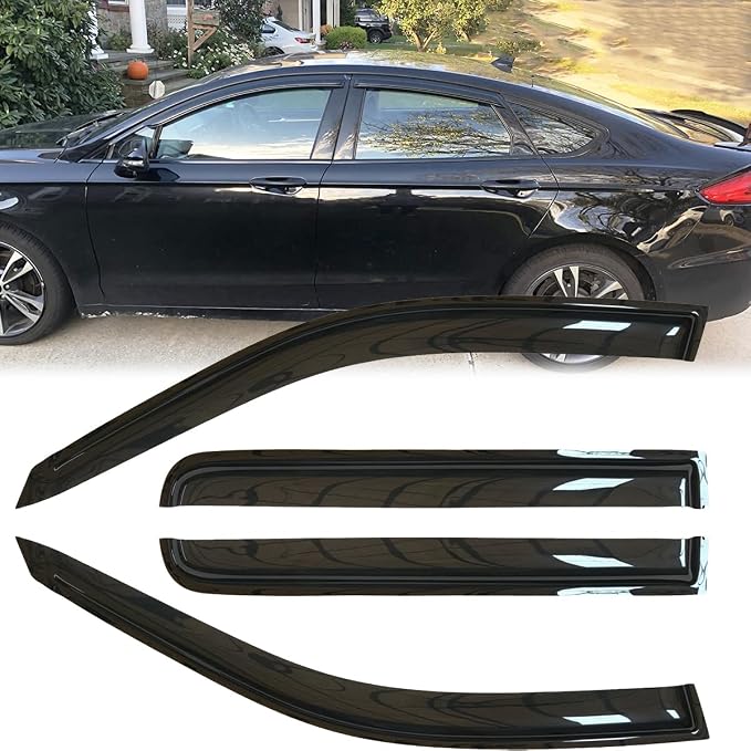4pcs Original Shatterproof Rainproof Side Window Wind Deflectors for 2013-2020 Ford Fusion,Outside Mount Rain Guards Sets,Nice Looking Window Visors for Cars,Vent Deflector for Fusion 13-20 94714