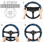 Steering Wheel Cover for Most Cars Universal Fit 14 to 15 inch | Blue Butterfly, Anti-slip Steering Wheel Protector, No Smell Fashion, Easy Install