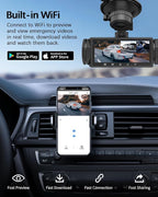 Dash Cam Front and Rear, 1080P Dash Camera for Cars, 3 Channel Car Camera Front Rear and Inside/Back with 32GB Card 5G Wireless WiFi, Loop Recording, Night Vision, HDR, G-Sensor, 24Hr Parking