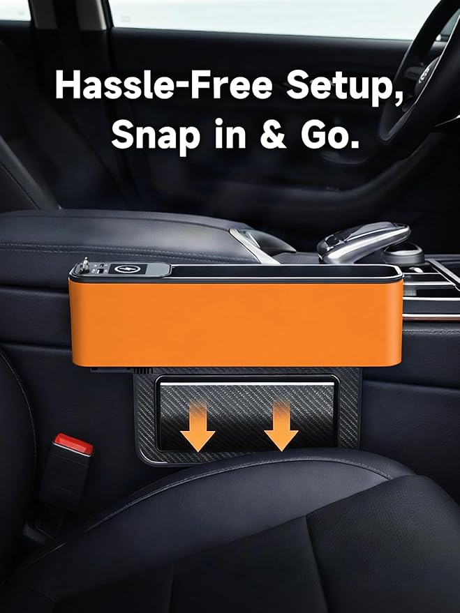 Car Seat Gap Filler Organizer with 69W Retractable Car Charger | 2 USB Ports and 2 Charging Cable Car Seat Organizer, Seat Gap Storage Box for Sedans Suv Truck, Car Interior Accessories