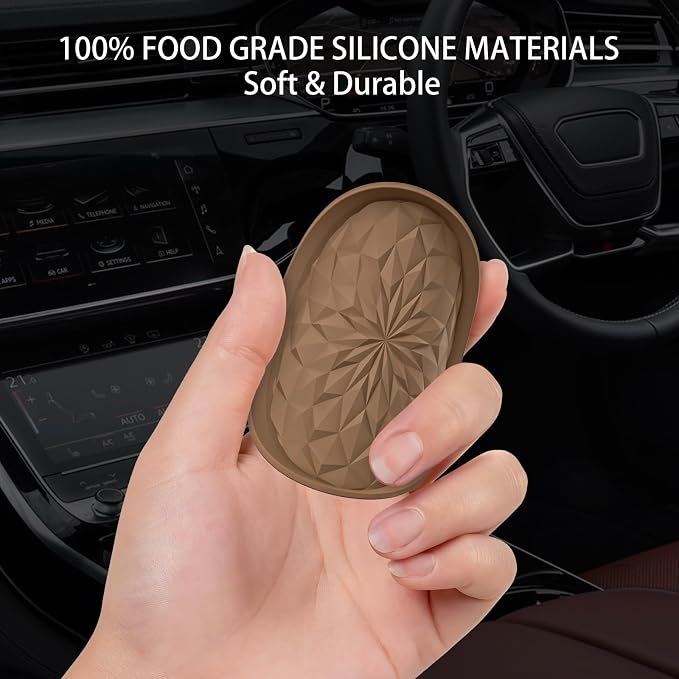 ME.FAN Car Coasters for Cup Holders [4 Pack] - 2.75In Silicone Auto Mug Mats - Universal Non-Slip Recessed Car Interior AccessoriesCoffee