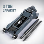 3 Ton Extra Long Reach Floor Jack Hydraulic Low Profile Floor Jack with Dual Piston Quick Lift Pump, Home and Workshop Car Maintenance for Various Vehicles, 3 Ton (6,600 lbs) Capacity, Grey