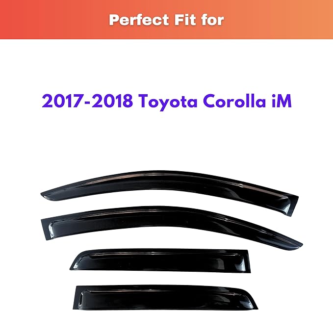 KPY Rain Guards Fit for 2017-2018 Toyota Corolla iM, Out-Channel Window Visors Vent Wind Deflectors 4PC, Car Accessories for 17-18 Corolla iM (iM Model Only)