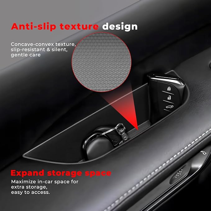 4PCS Door Side Storage Box for Lexus RX 350h 450h 500h 2023 2024 2025 Car Door Accessories, Front Rear Door Insert Organizer Tray Door Handle Storage (Black)