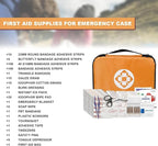 300Piece Portable First Aid Kit Refill Supplies for Car Mini Caming Emergency First Aid Kit Hiking Survival Essential Kit for Outdoor Adventure Emergency Case, Orange