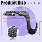 6 Pack Bling Car Seat Headrest Hooks, Car Accessories for Women, Rhinestone Purse Hook for Car, Universal Storage Organizer for Handbag Grocery Bags Coats (Bling Black)