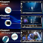 Double Din Car Stereo Radio 7 Inch Touch Screen Bluetooth Handsfree Mirror Link USB SD FM Audio Receiver with Backup Camera Wireless Steering Wheel Control