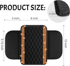 Bling Car Center Console Cover, Leather Car Arm Rest Cover Cushion with 2 Storage Bags, Universal Auto Armrest Protector Storage Box, Bling Accessories Interior for Most Vehicles (Orange)