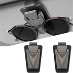 Sunglasses Holder for Car, Sun Visor Organizer Glasses Holder Clip | 2 Pack Metal One-Handed-Operation Sunglasses Holder for Car, Visor Glasses Case, Universal Car Eyeglass Storage Accessories