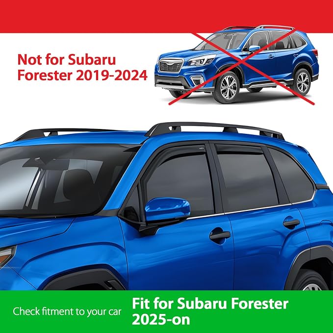Goodyear Shatterproof in-Channel Window Deflectors for Subaru Forester 2025-2026, Rain Guards, Window Visors for Cars, Vent Deflector, Car Accessories, 4 pcs - GY008113
