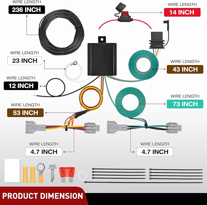 4 Pin Trailer Wiring Harness Kit 56459 Vehicle Standard 4 Way Connector Custom for 2021 2022 2023 2024 2025 Nissan Rogue Simple Fit Tow Hitch Harness