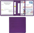 Car Registration and Insurance Holder, Vehicle Glove Box Car Organizer Men Women Wallet Accessories Case for Cards, Essential Document, Driver License, Purple