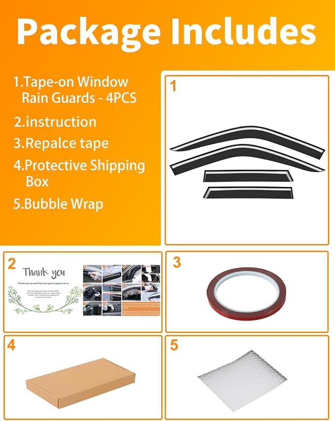 Low-Profile Window Rain Guard for Ford Bronco Sport 2021-2026 Rain Guards Side Window Visors Extra-Thick Vent Visor Window Deflectors Tape-on Vent Shades Car Accessories 4-pcs