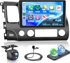 [4+64G] Android 15 Car Radio Stereo for Honda Civic 2006-2011 with Wireless CarPlay & Android Auto, 10.1 Inch in-Cell Screen Car Auido with AHD Backup Camera GPS WiFi FM RDS Radio EQ SWC
