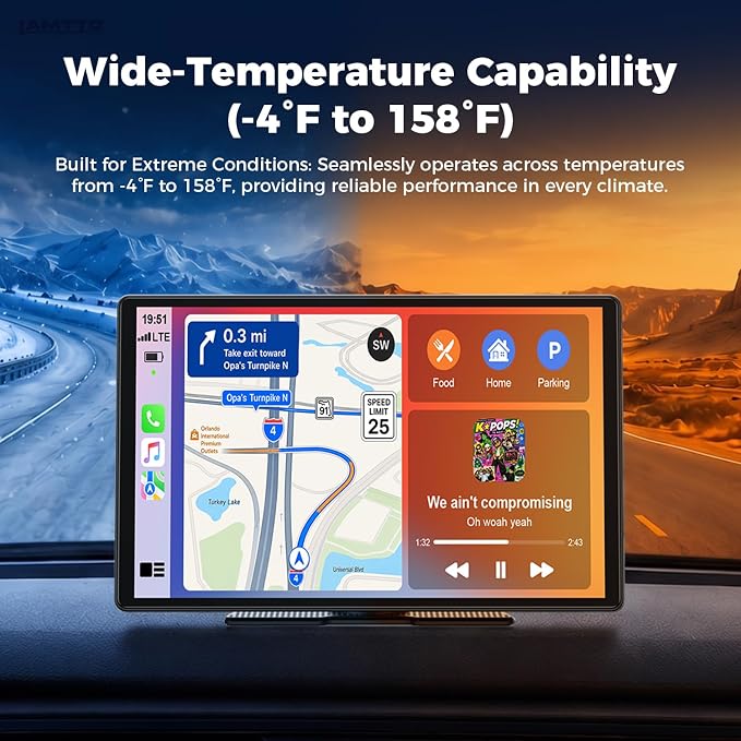 LAMTTO 11" Wireless CarPlay Screen with in-Cell Display - Dual-Band WiFi, OTA Updates & Mirror Link for iPhone & Android, A Thoughtful Gift for Family & New Drivers